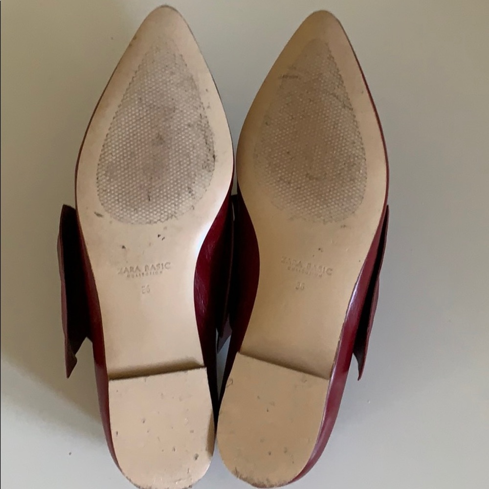 Zara Basic Collection Red Leather Bow Flat Shoes - image 5